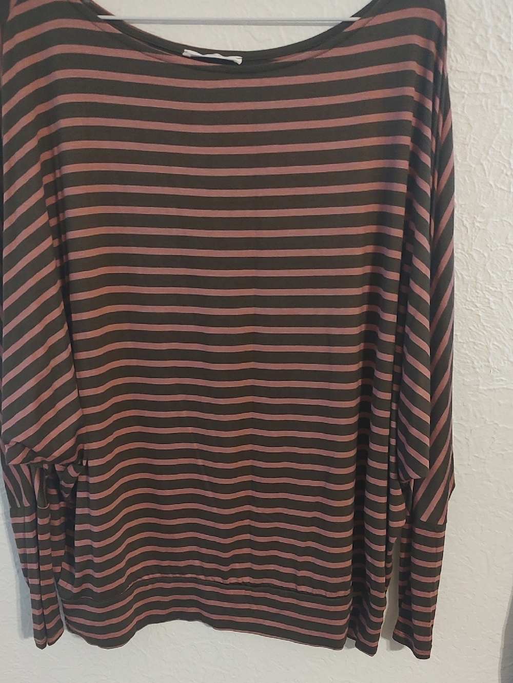Striped Long Sleeve Top in Brown and Mauve